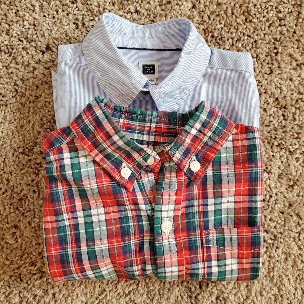 Janie & Jack Holiday & Blue Stripe Dress‎ Shirt